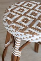 Scala - Tabouret De Bar Haut - Alu Aspect Rotin/Textilen - Noisette
