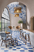 Scala - Tabouret De Bar Haut - Alu Aspect Bambou/Textilene - Bleu