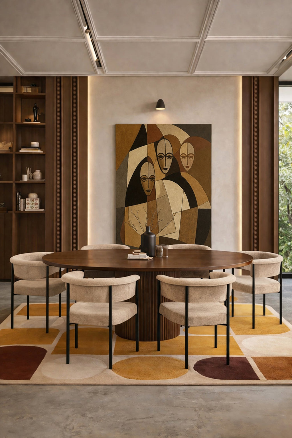 Colette - Lot 2 Fauteuils Table - Tissu/Métal - Beige/Noir