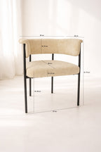 Colette - Lot 2 Fauteuils Table - Tissu/Métal - Beige/Noir