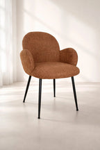 Ginette - Set of 2 Dining Chairs - Tweed/Metal Fabric - Black/Terracotta