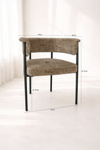 Colette - Lot2 Fauteuils Table - Tissu/Métal - Noir/Coffee