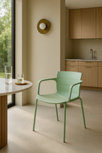 Juego de 4 sillones de mesa de interior Montauk - Polipropileno y metal verde
