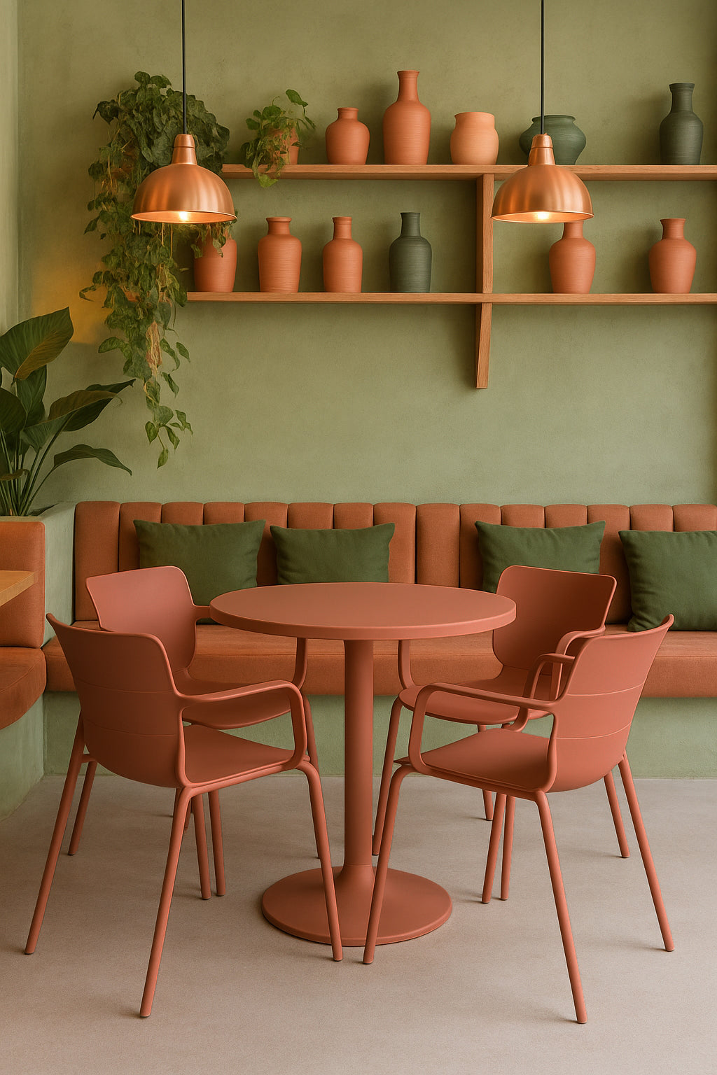 Juego de 4 sillones de mesa para interior Montauk - Polipropileno y metal ladrillo