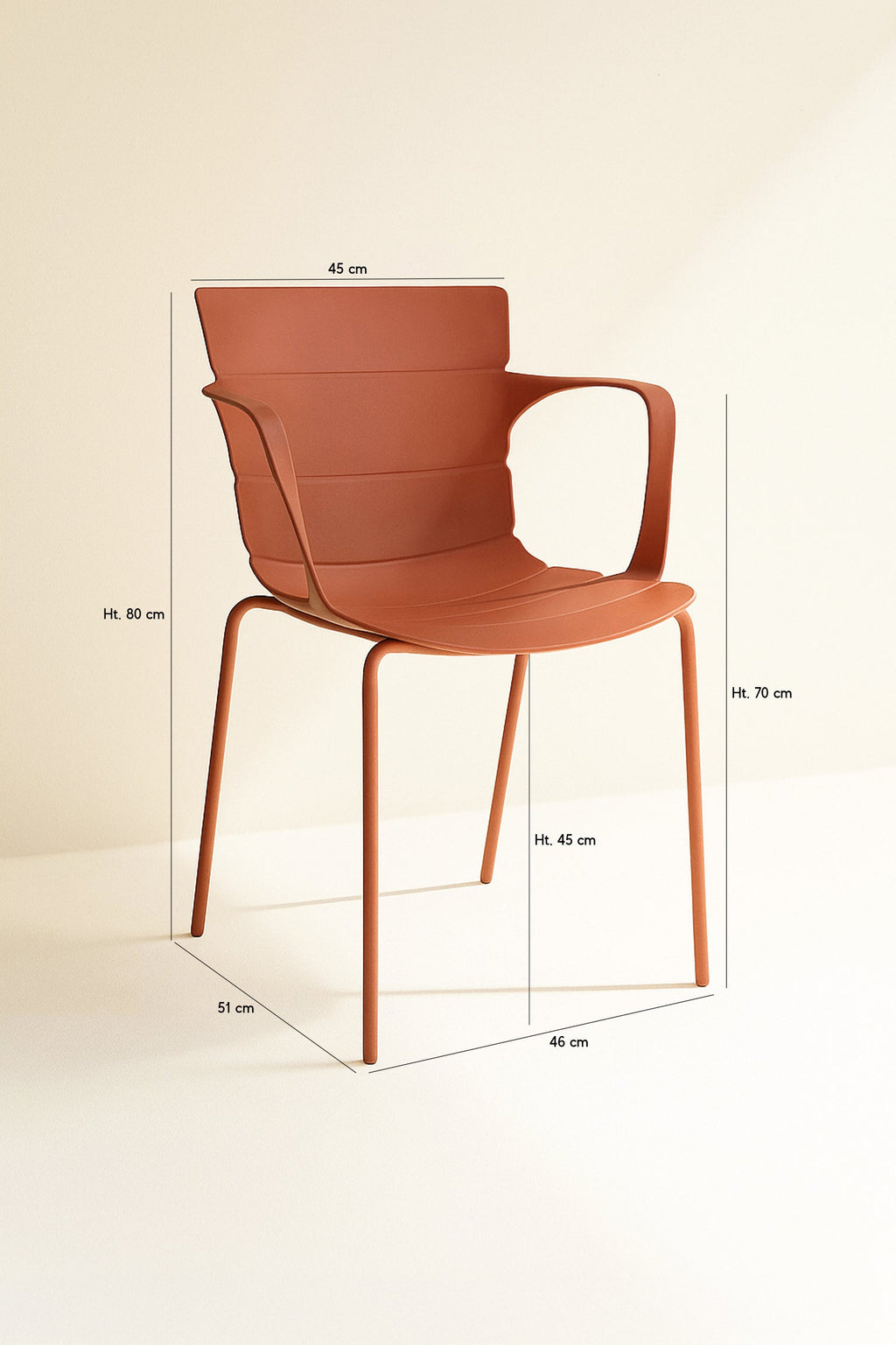 Juego de 4 sillones de mesa para interior Montauk - Polipropileno y metal ladrillo