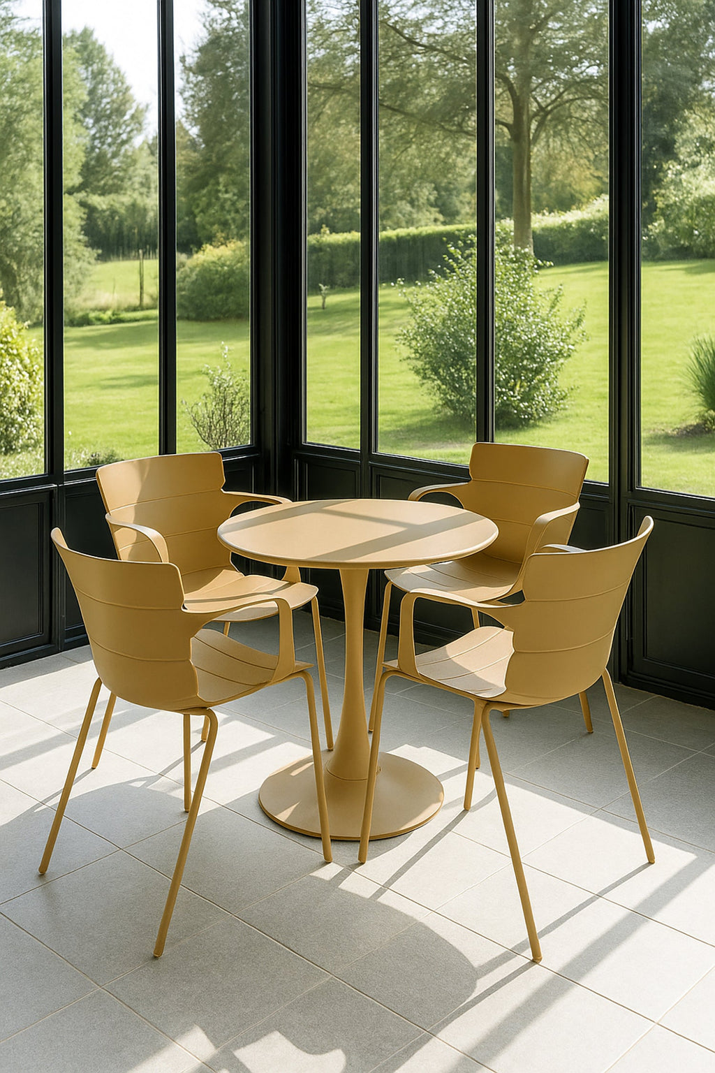 Montauk - Lot 4 Fauteuils De Table - Polypropylène/Metal - Ocre