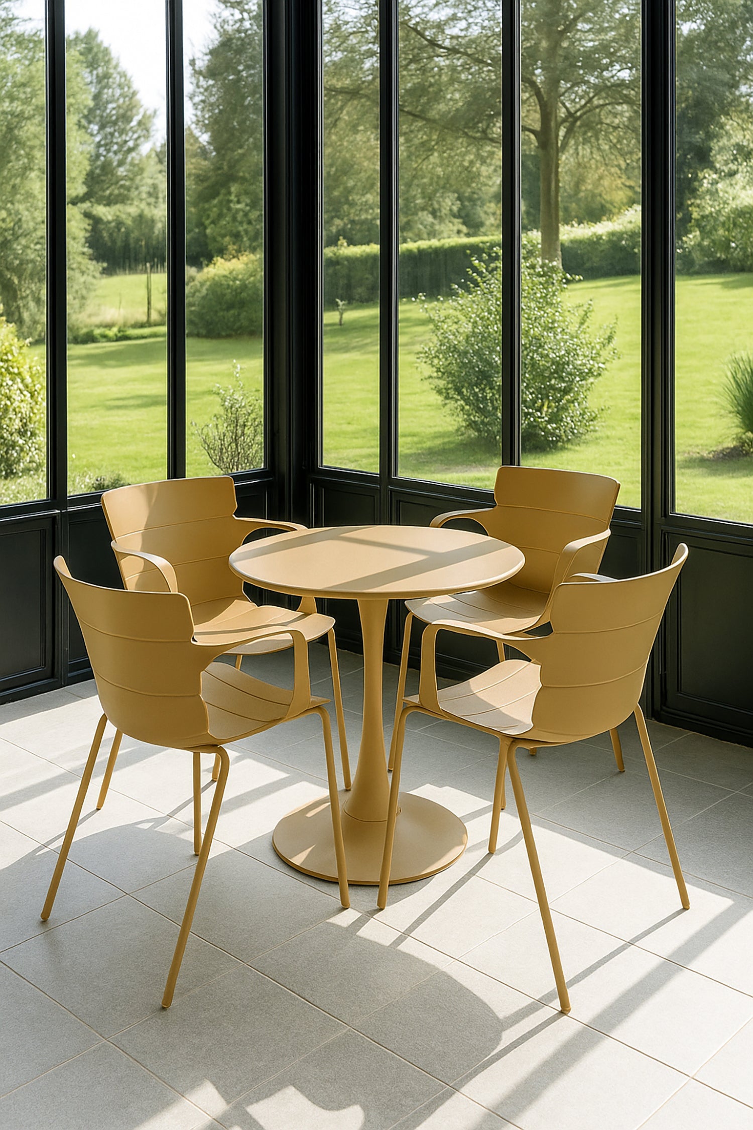 Montauk - Lot 4 Fauteuils De Table - Polypropylène/Metal - Ocre