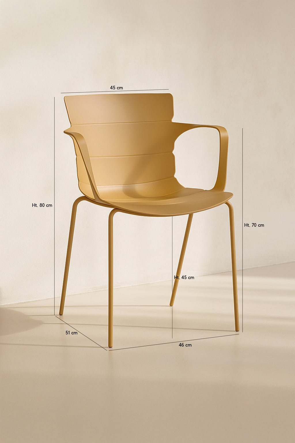 Montauk - Lot 4 Fauteuils De Table - Polypropylène/Metal - Ocre