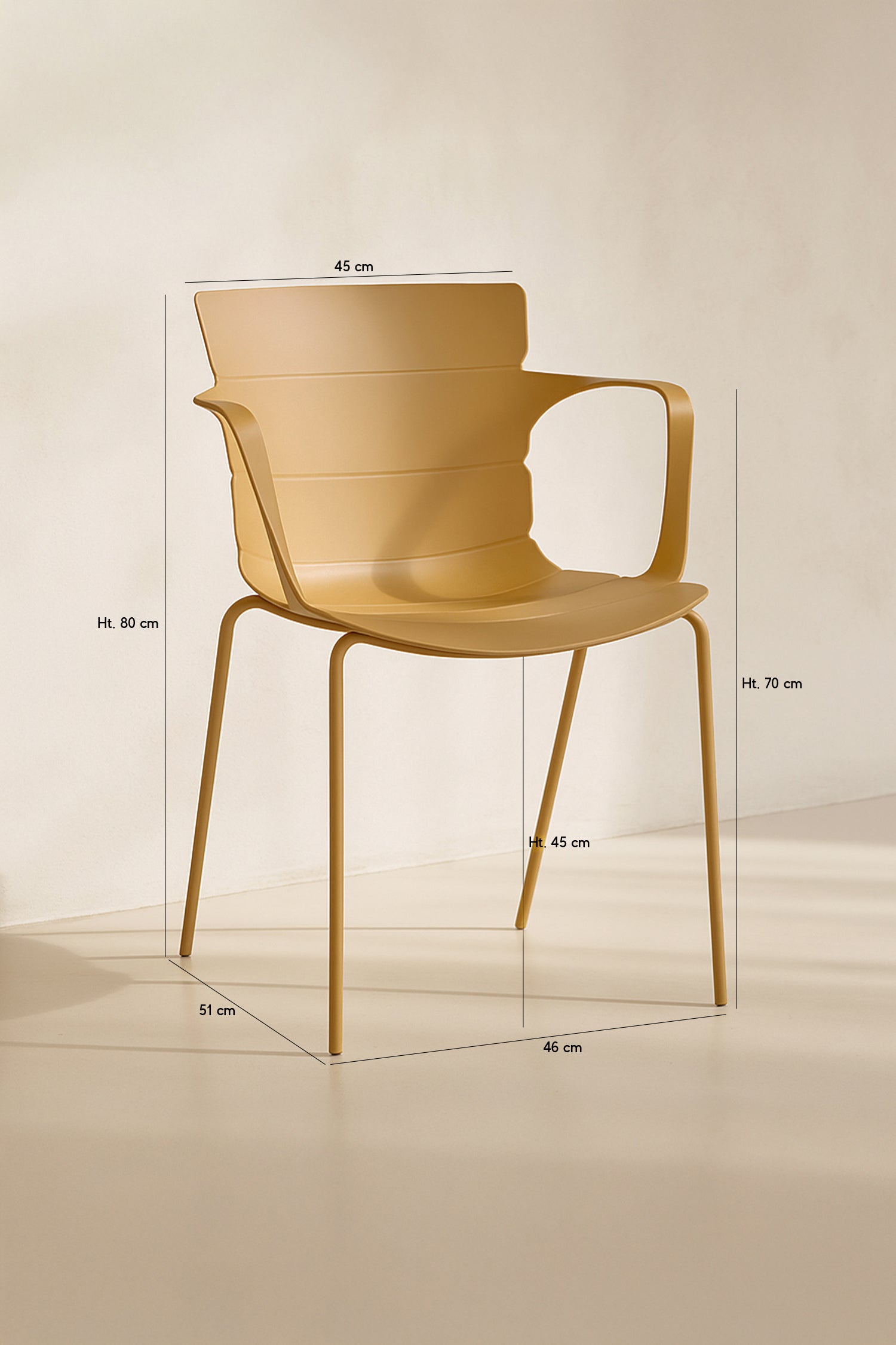 Montauk - Lot 4 Fauteuils De Table - Polypropylène/Metal - Ocre