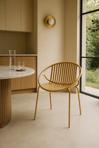 Set of 4 Calypso Indoor Table Armchairs - Polypropylene and Ocher Metal