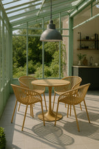Set of 4 Calypso Indoor Table Armchairs - Polypropylene and Ocher Metal