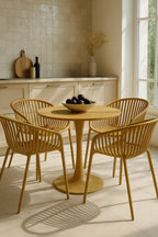 Set of 4 Calypso Indoor Table Armchairs - Polypropylene and Ocher Metal