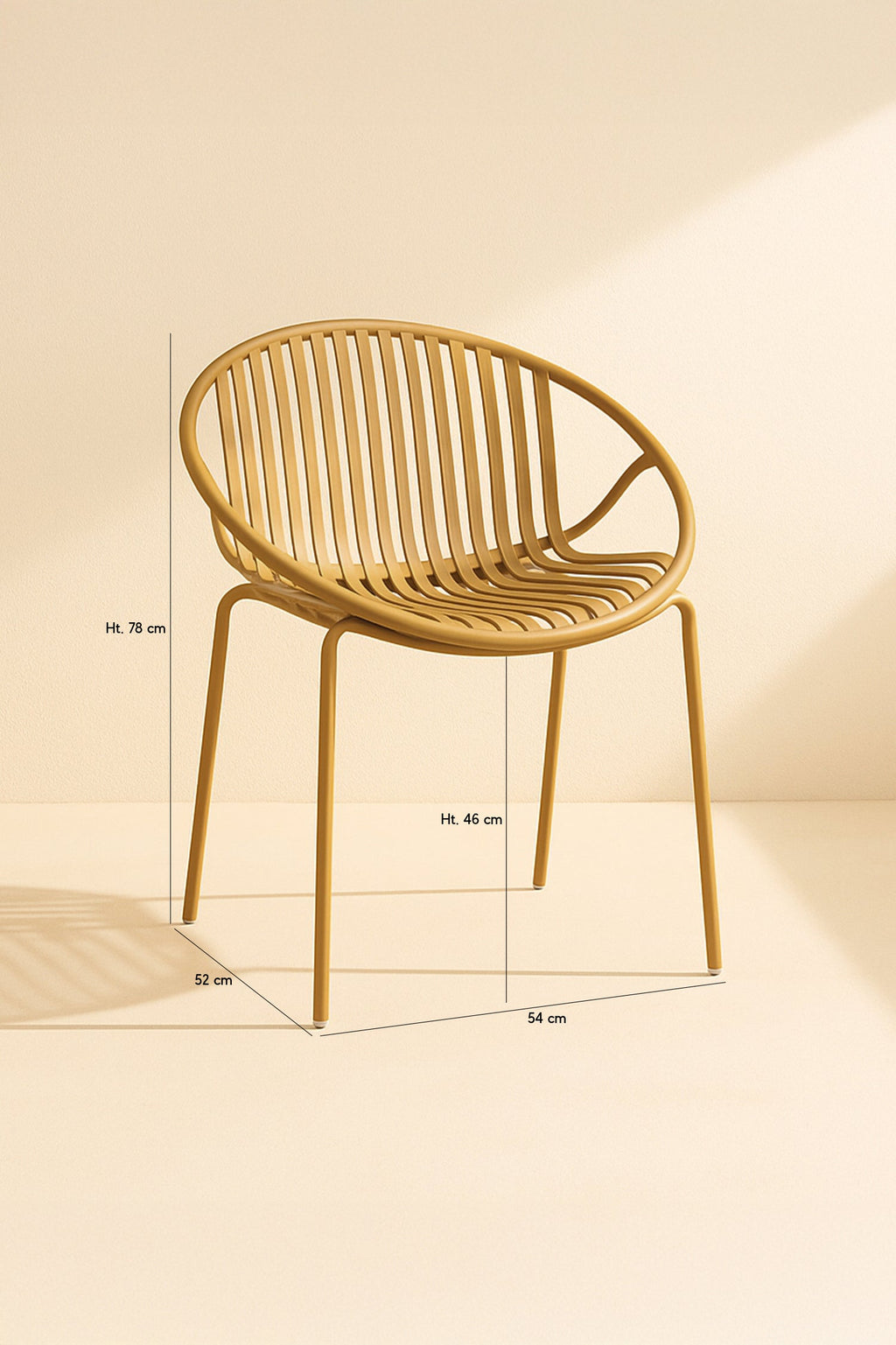 Set of 4 Calypso Indoor Table Armchairs - Polypropylene and Ocher Metal