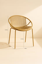 Set of 4 Calypso Indoor Table Armchairs - Polypropylene and Ocher Metal