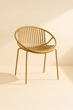 Set of 4 Calypso Indoor Table Armchairs - Polypropylene and Ocher Metal
