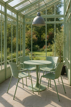 Montauk Indoor Table And 4 Armchairs Set - Polypropylene And Green Metal
