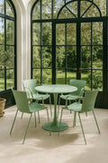 Montauk Indoor Table And 4 Armchairs Set - Polypropylene And Green Metal