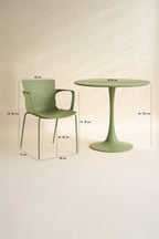 Montauk Indoor Table And 4 Armchairs Set - Polypropylene And Green Metal
