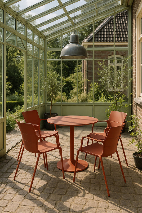 Montauk - Ensemble Table/4Fauteuil De Table En Polypopylène - Métal - Brique
