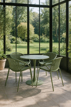 Calypso - Ensemble Table/4Fauteuil De Table - Métal Et Polypropylene - Vert
