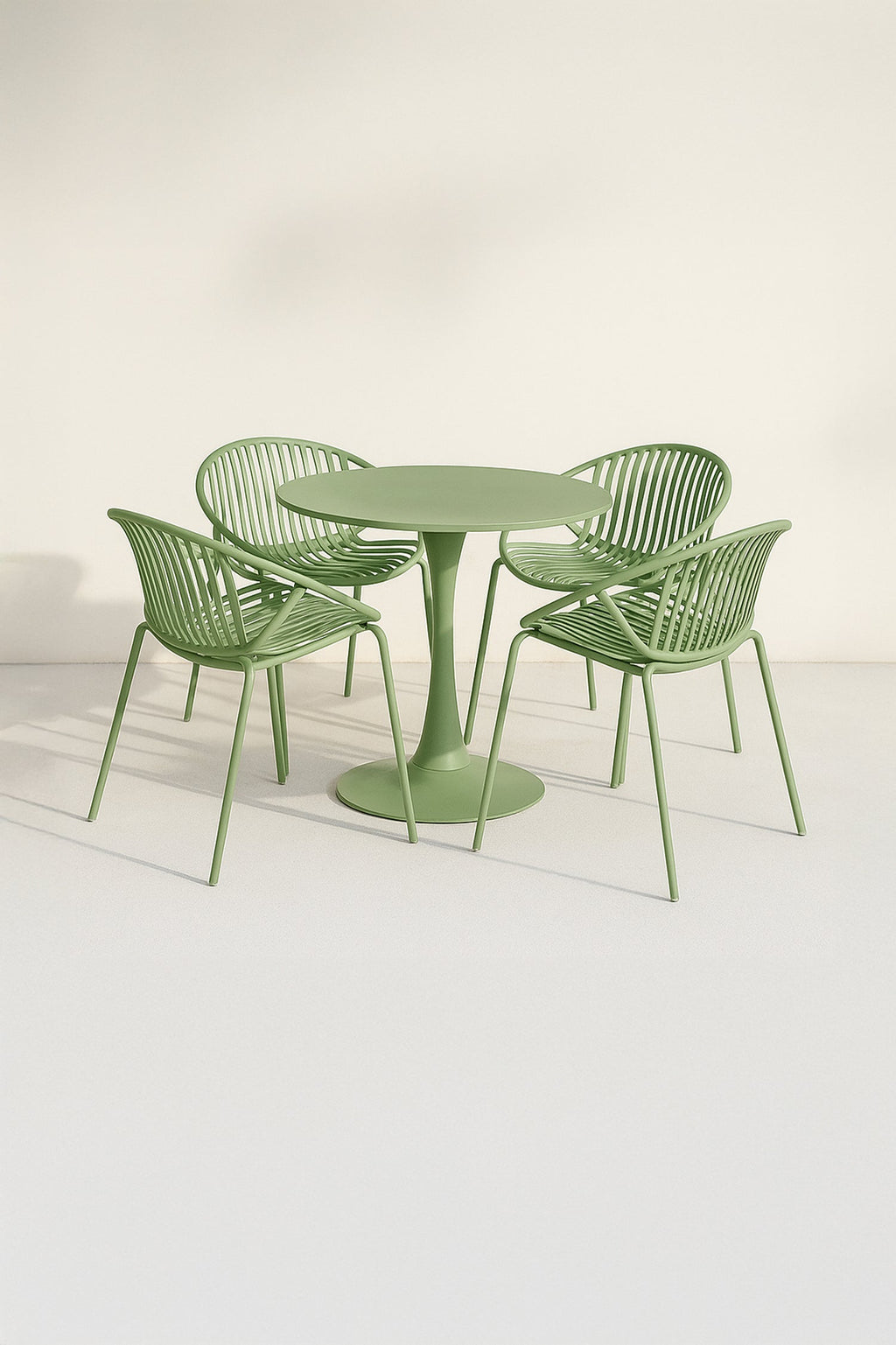 Calypso - Ensemble Table/4Fauteuil De Table - Métal Et Polypropylene - Vert