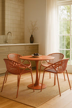 Calypso Indoor Table And 4 Armchairs Set - Polypropylene And Brick Metal