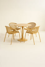 Calypso - Ensemble Table/4Fauteuil De Table En Polypropylèn - Métal - Ocre