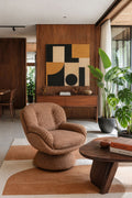 Gustave - Swivel Armchair - Marl Fabric - Brick