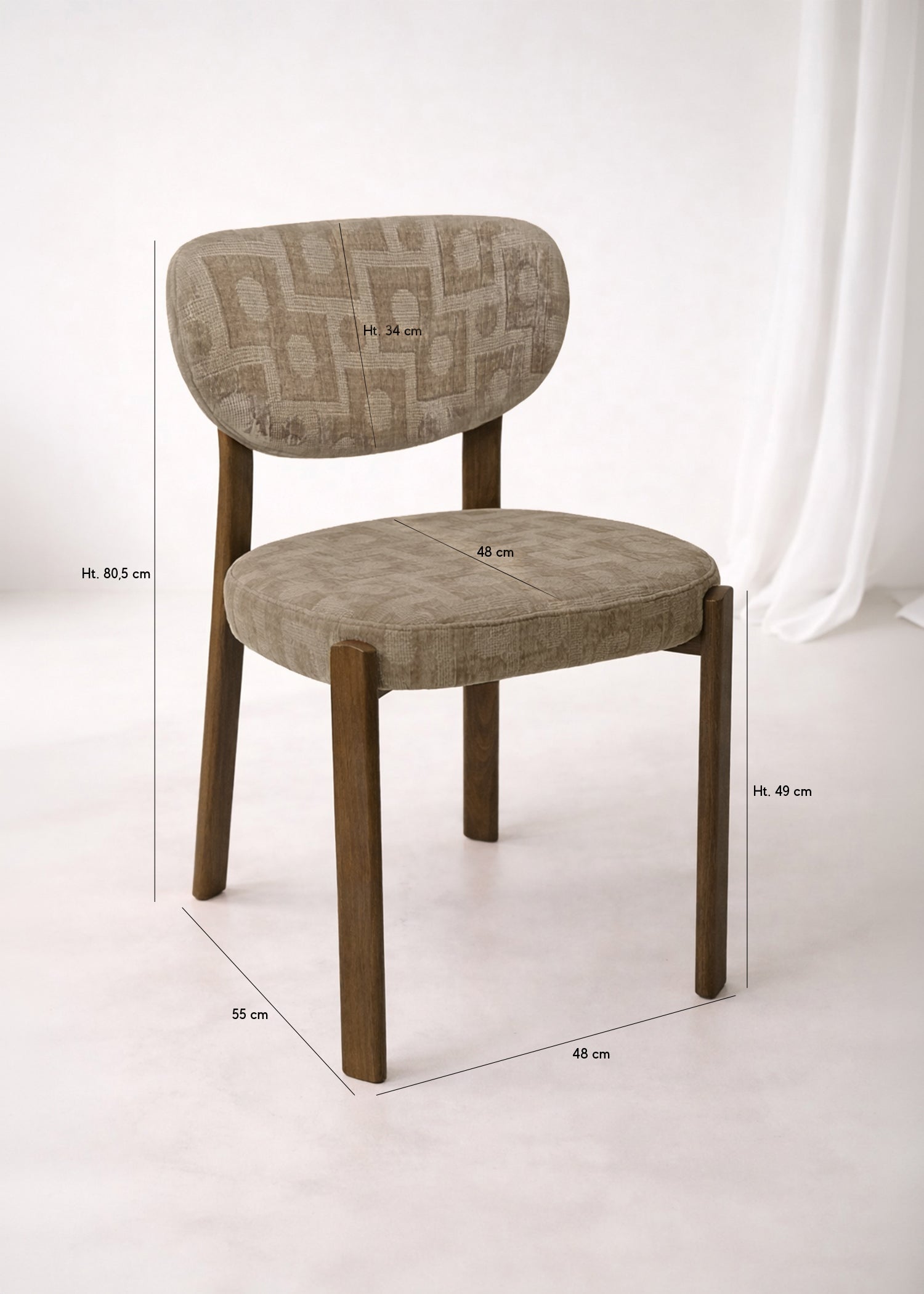 Suzie - Lot 2 Chaise - Effet Bois/Tissu/Métal - Taupe