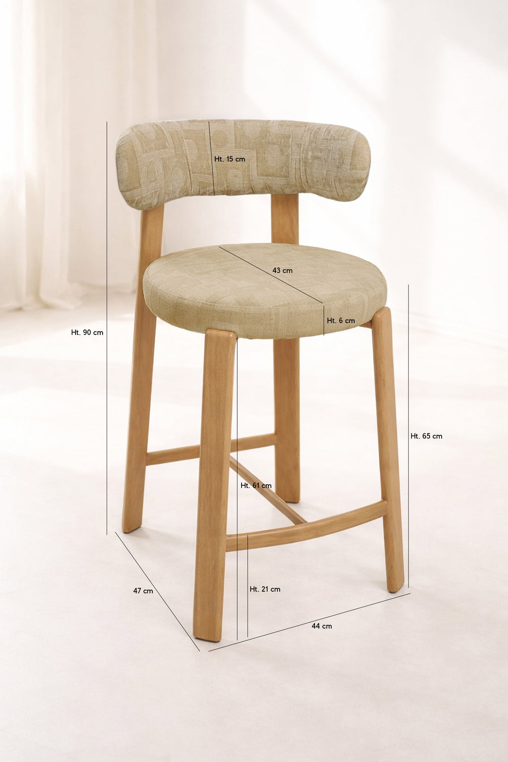 Suzie - Lot 2 Chaises/ Bar - Effet Bois/Tissu/Metal - Beige