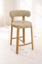 Suzie - Lot 2 Chaises/ Bar - Effet Bois/Tissu/Metal - Beige