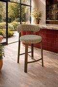 Suzie - Lot 2 Chaises/Bar - Effet Bois/Tissu/Métal - Taupe