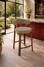 Suzie - Lot 2 Chaises/Bar - Effet Bois/Tissu/Métal - Taupe