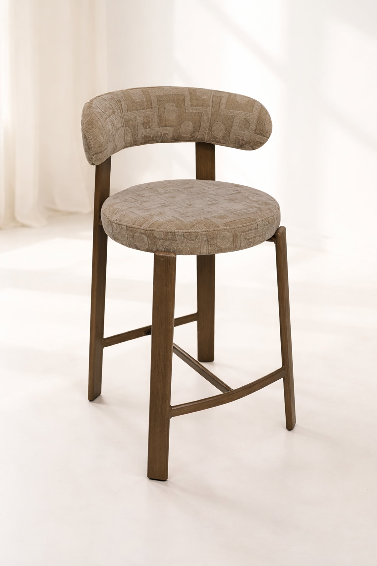 Suzie - Lot 2 Chaises/Bar - Effet Bois/Tissu/Métal - Taupe
