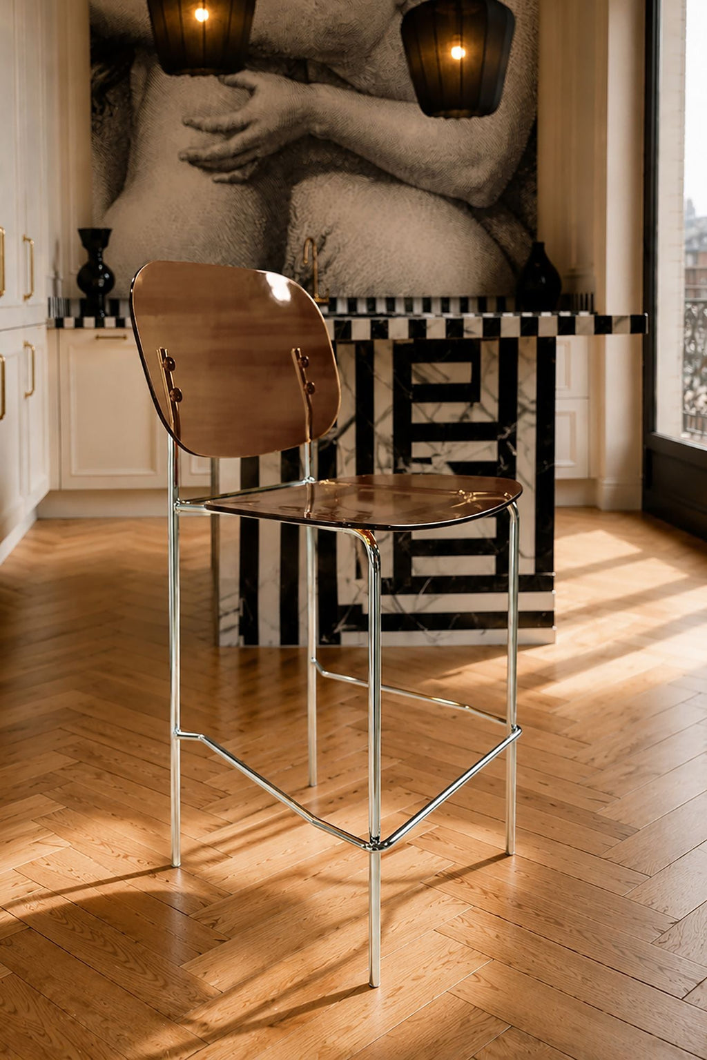 Glam - Lot De Deux Chaises De Bar - Polycarbonate - Écorce