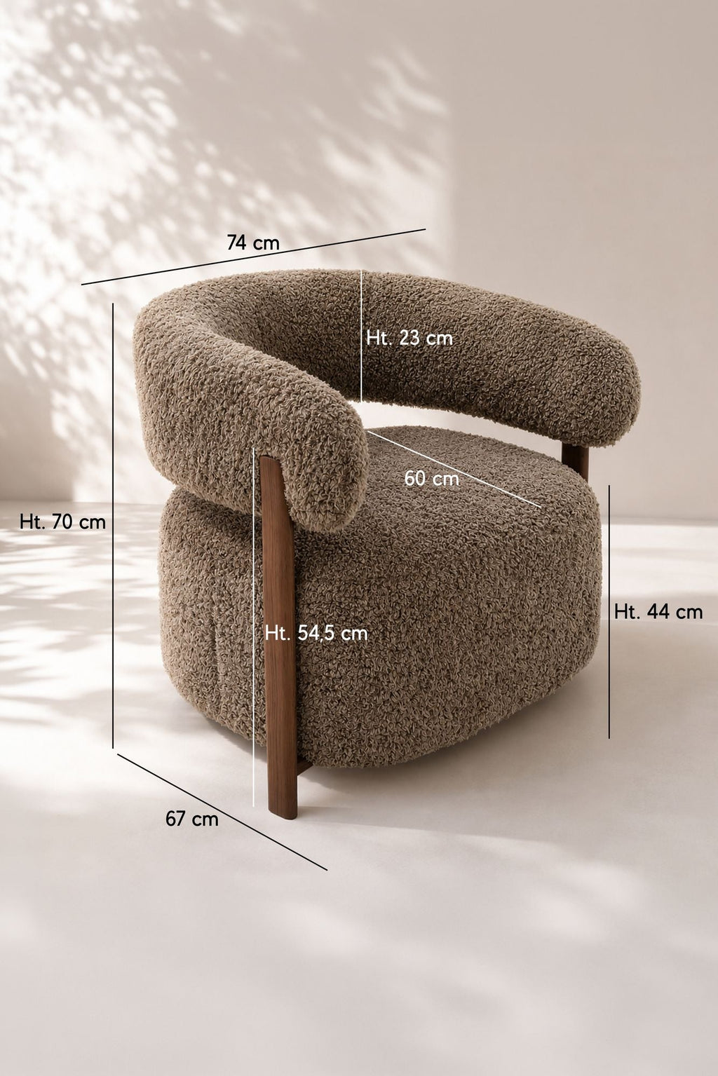 Noubia - Fauteuil - Tissu Doux Effet Fourrure - Latte