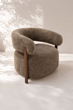 Noubia - Fauteuil - Tissu Doux Effet Fourrure - Latte