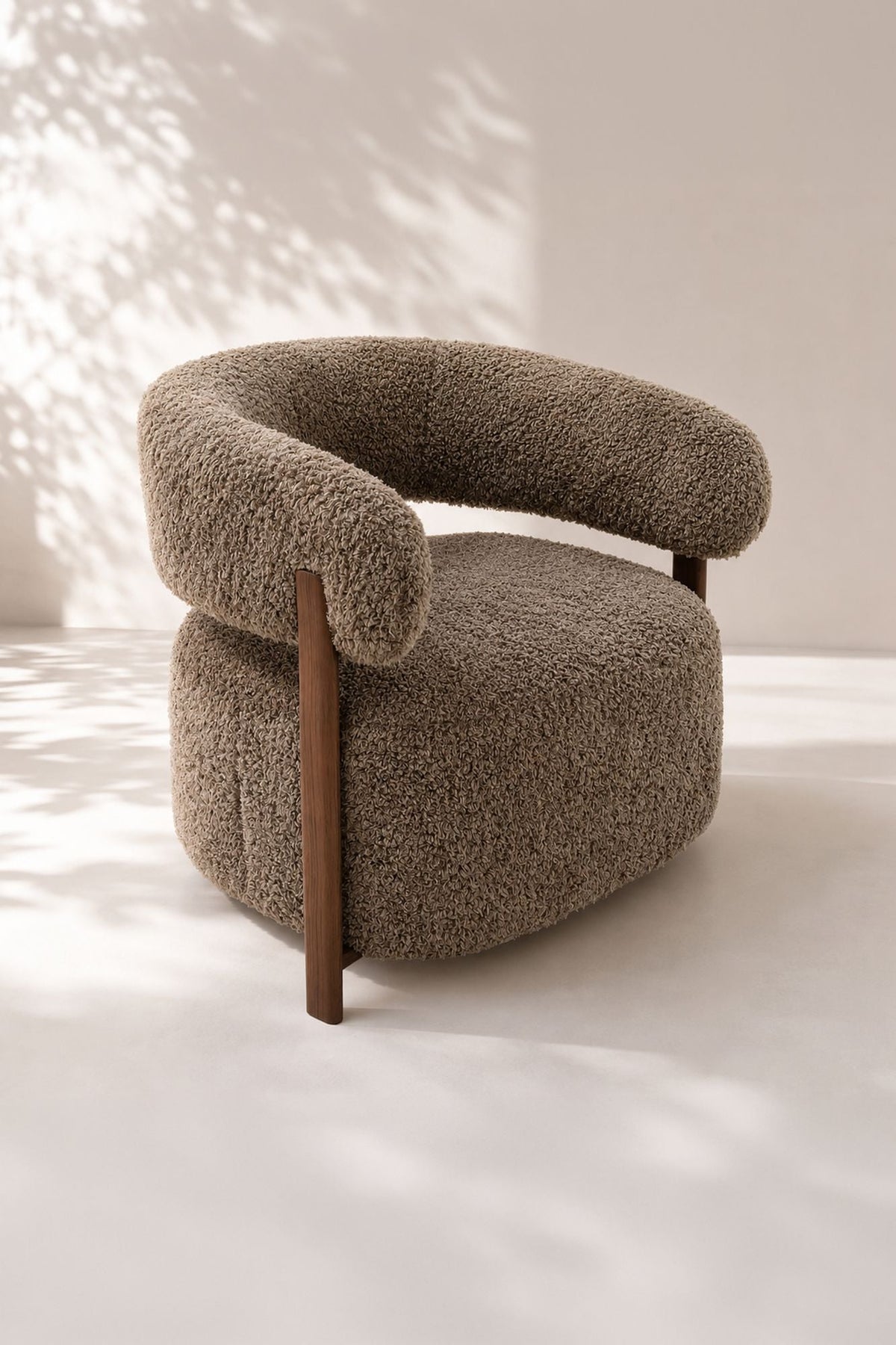 Noubia - Fauteuil - Tissu Doux Effet Fourrure - Latte