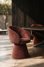 Alba - Fauteuil De Table Pivotant - Tissu Effet Chenille - Cherry