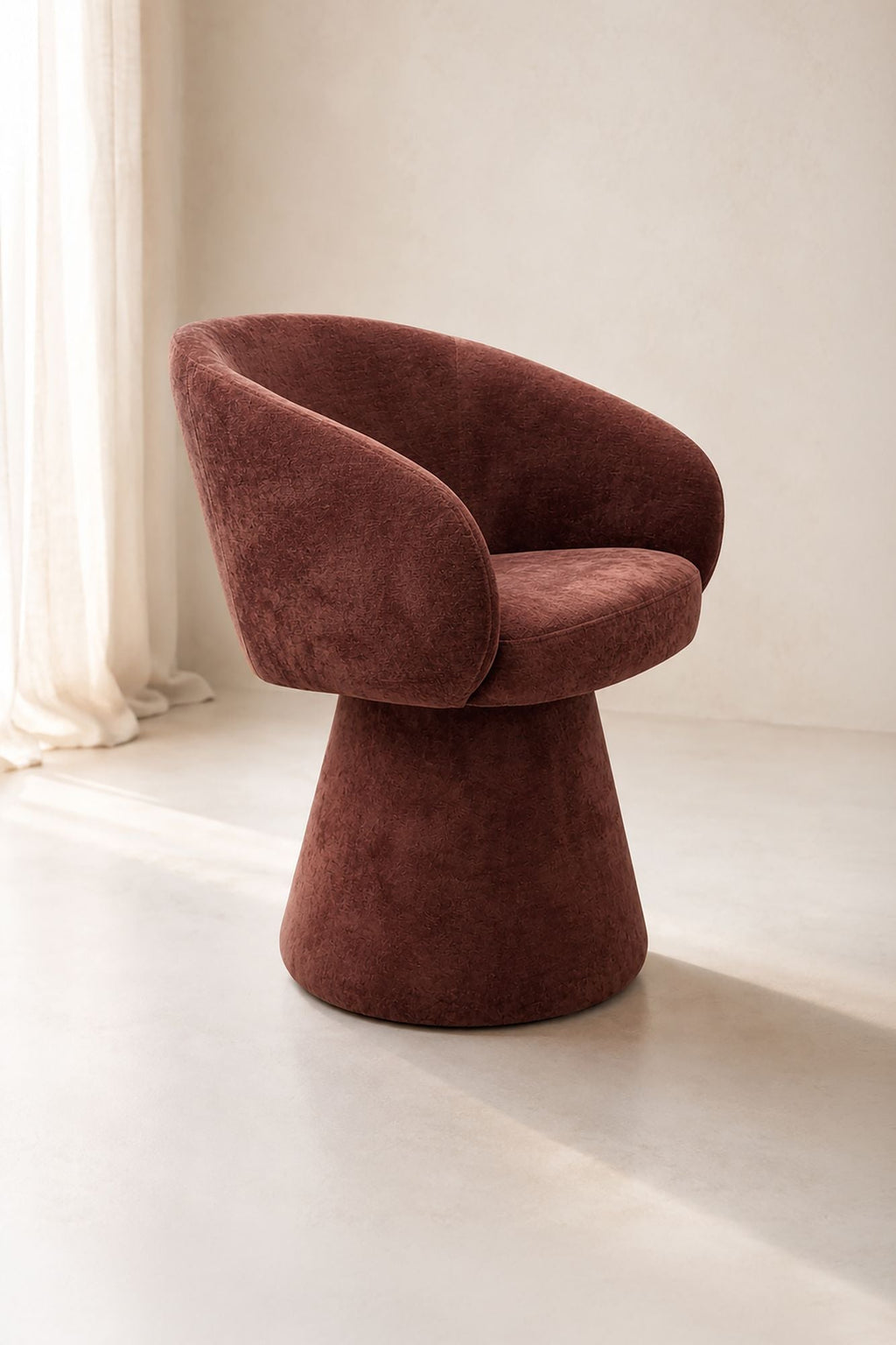 Alba - Fauteuil De Table Pivotant - Tissu Effet Chenille - Cherry