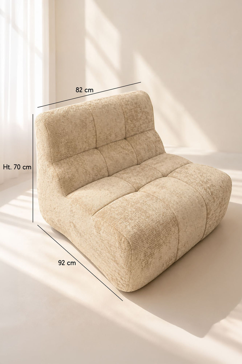Volta - Fauteuil - Tissu Chenille Entrelacé - Écru