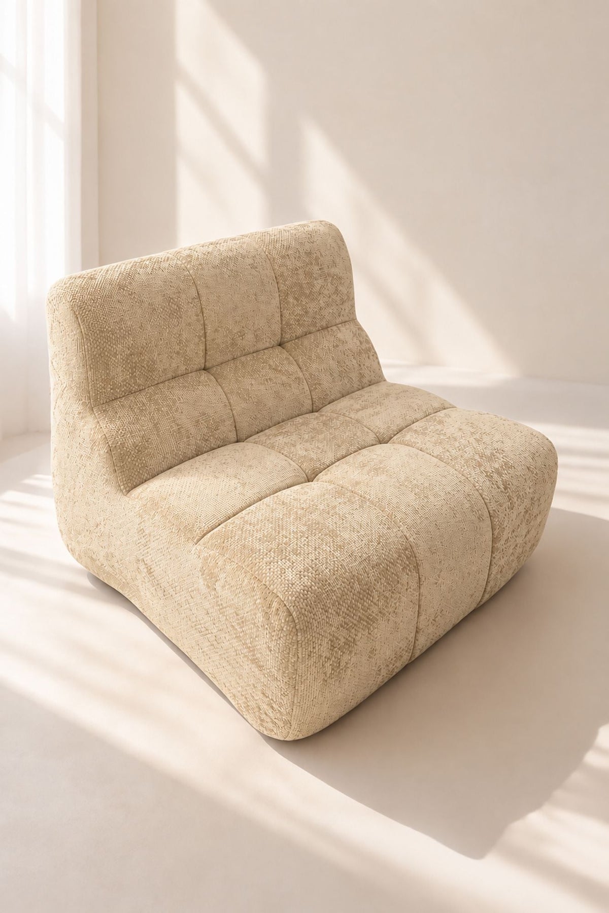 Volta - Fauteuil - Tissu Chenille Entrelacé - Écru