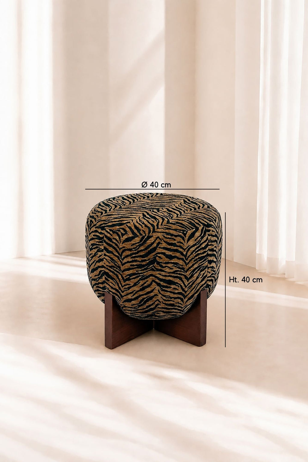 Tiger - Tabouret - Tissu Tigré - Marron