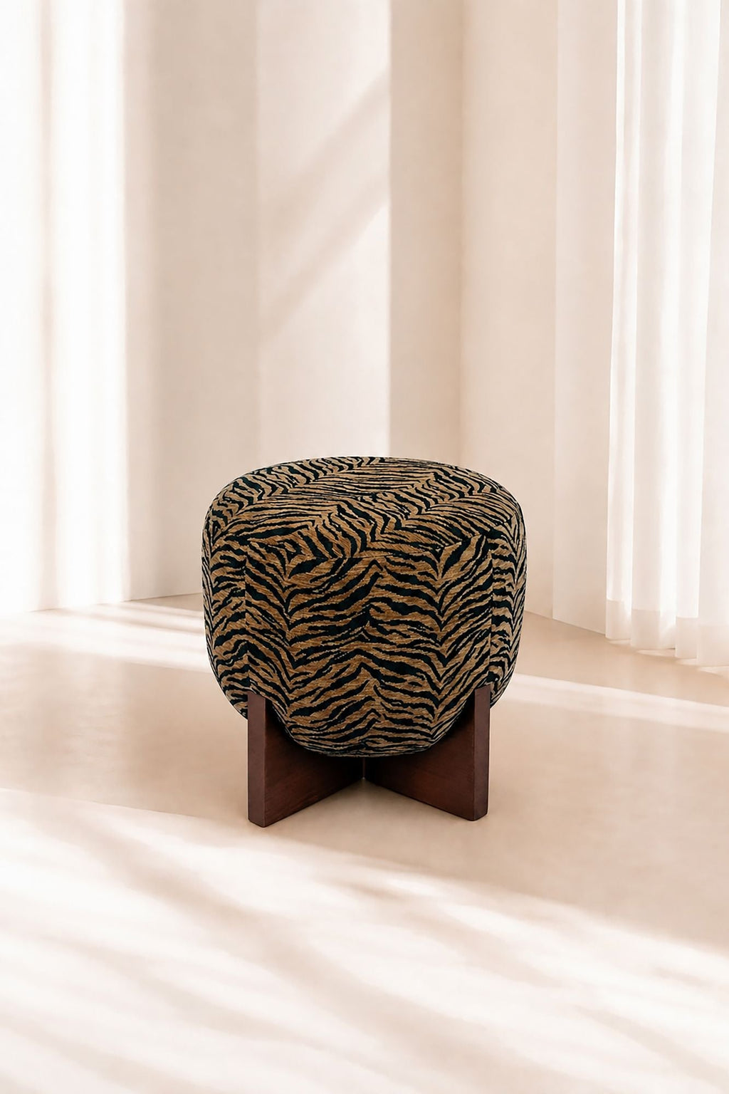 Tiger - Tabouret - Tissu Tigré - Marron