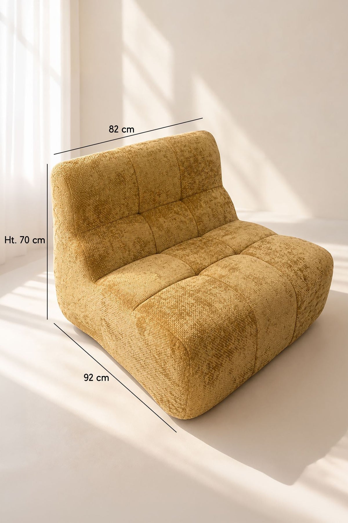 Volta - Canapé Modulable - Tissu Chenille - Ocre Doré