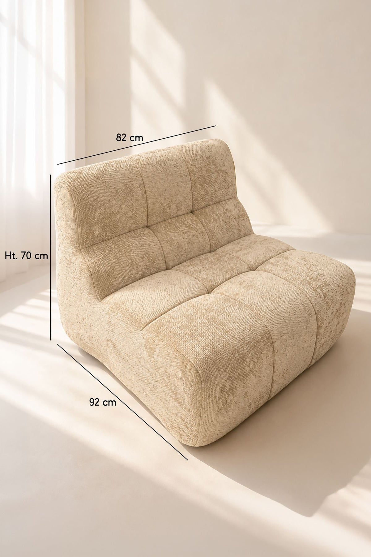 Volta - Canapé Modulable - Tissu Chenille - Écru