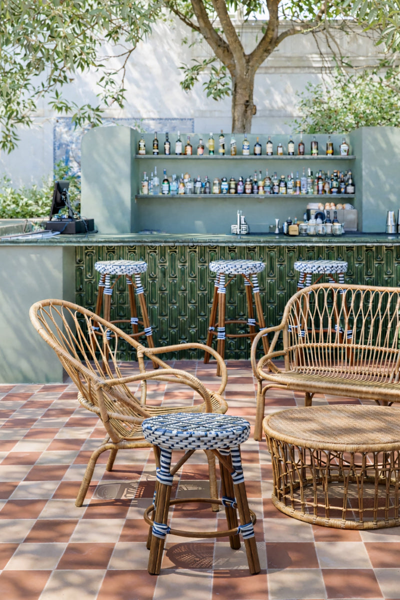 Scala - Outdoor Low Stool Woven Textilene - Blue