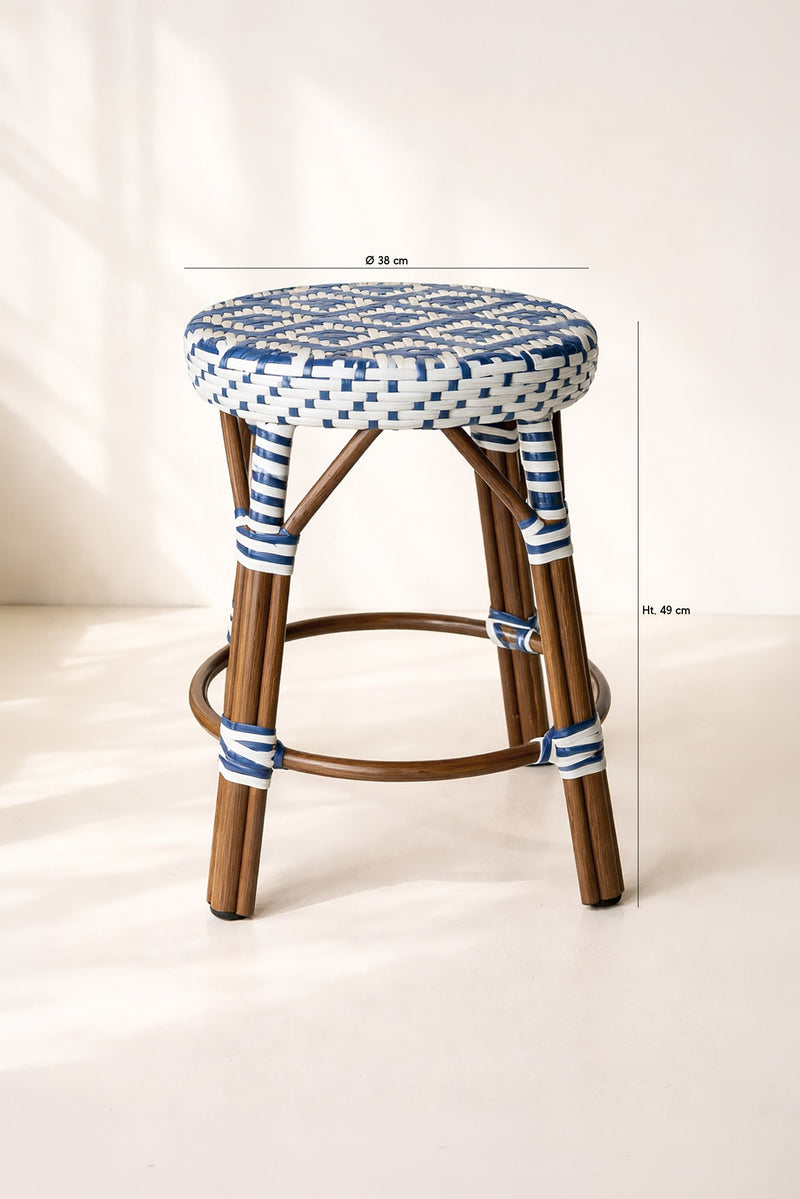 Scala - Outdoor Low Stool Woven Textilene - Blue