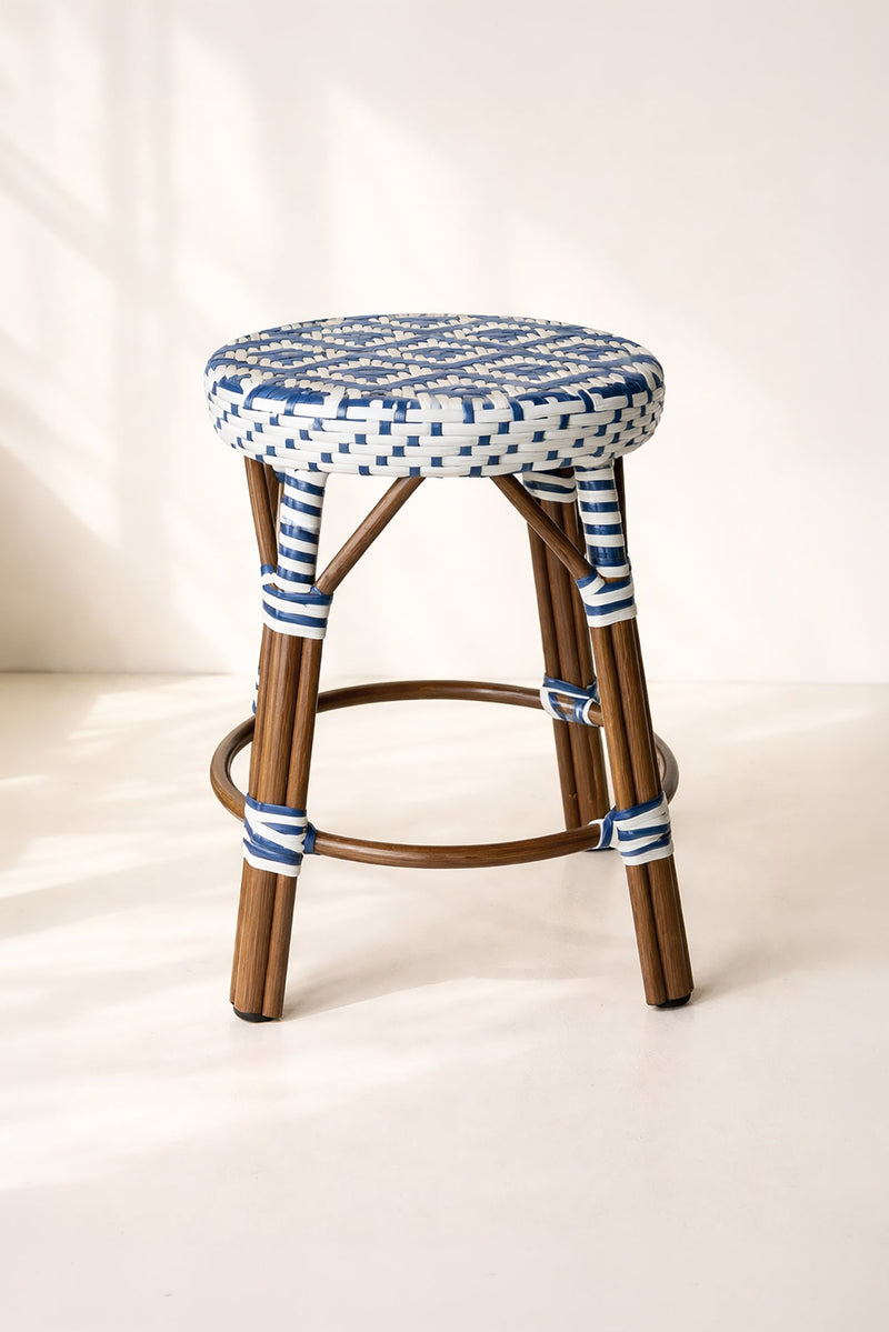 Scala - Outdoor Low Stool Woven Textilene - Blue