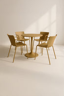 Montauk - Table Set And 4 Table Armchairs - Ocher